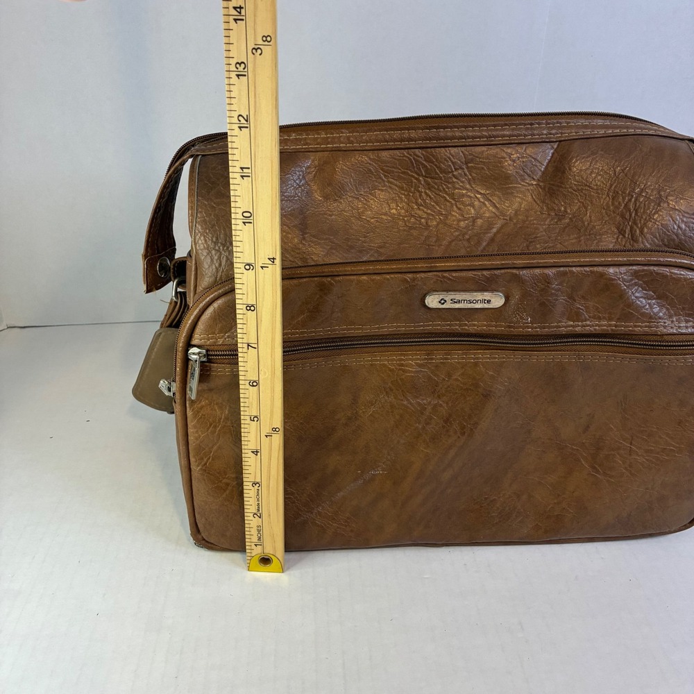 Samsonite Silhouette II Vintage Brown Faux Leather Messenger Bag Carry On Mens - Picture 5 of 16